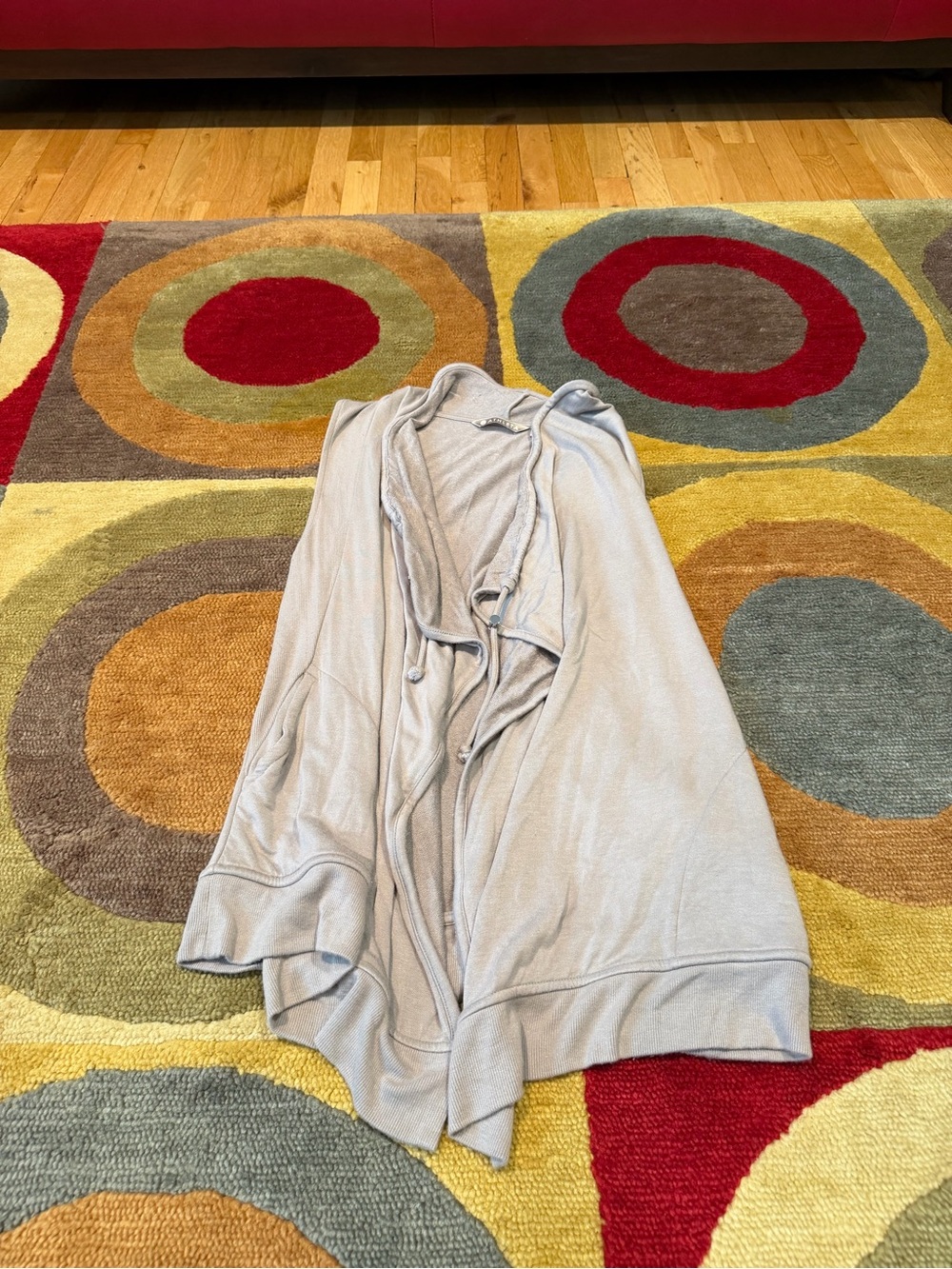 Athleta Midsight Sleeveless Vest Grey Open Front Draped Design Drawstring XS
